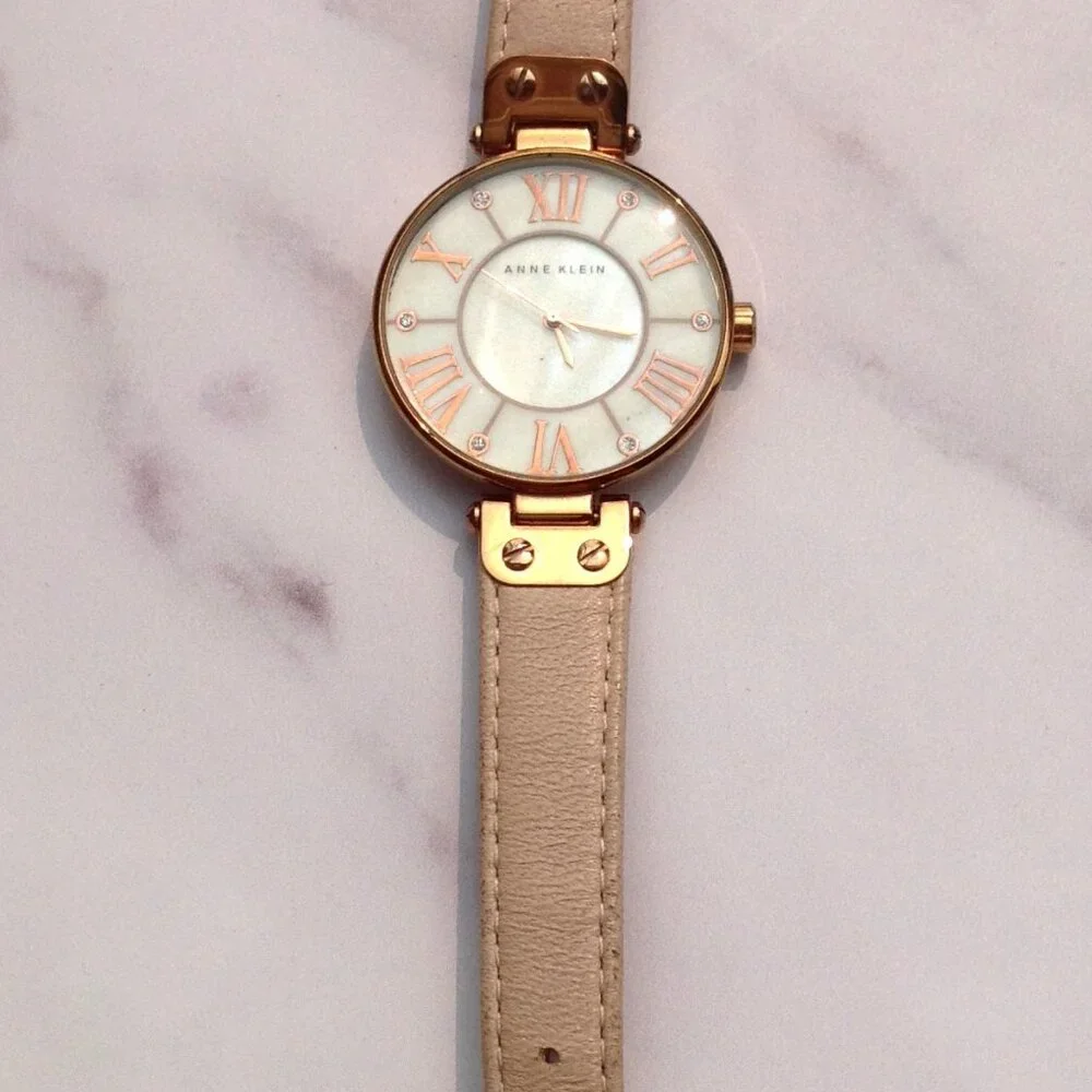 Anne Klein Quartz Wrist Watch MOP Face and Rose Gold & Arabic Numerals